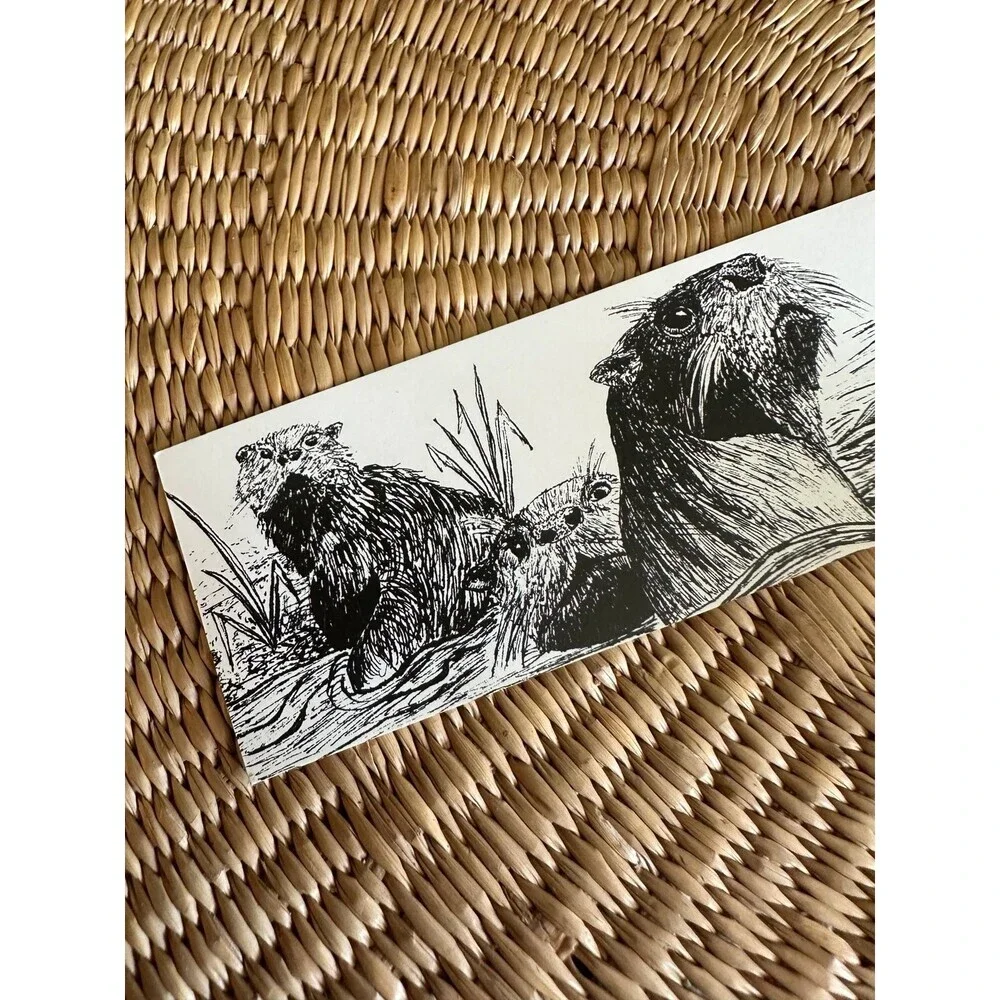 Vintage River Otter Wildlife Bookmark – Carl Freeman Nature Series